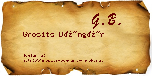 Grosits Böngér névjegykártya